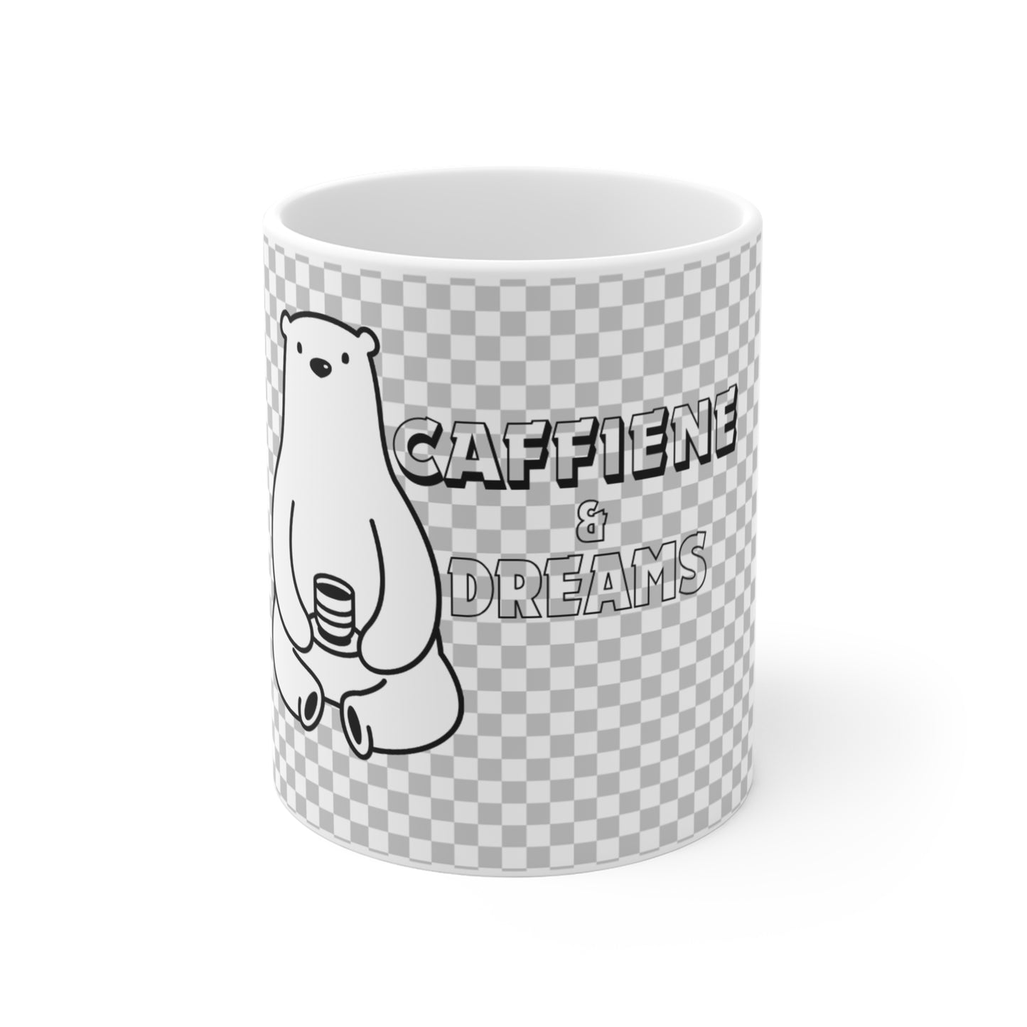Caffeine & Dreams Bear Coffee Mug - 11oz Ceramic Mug for Cozy Mornings