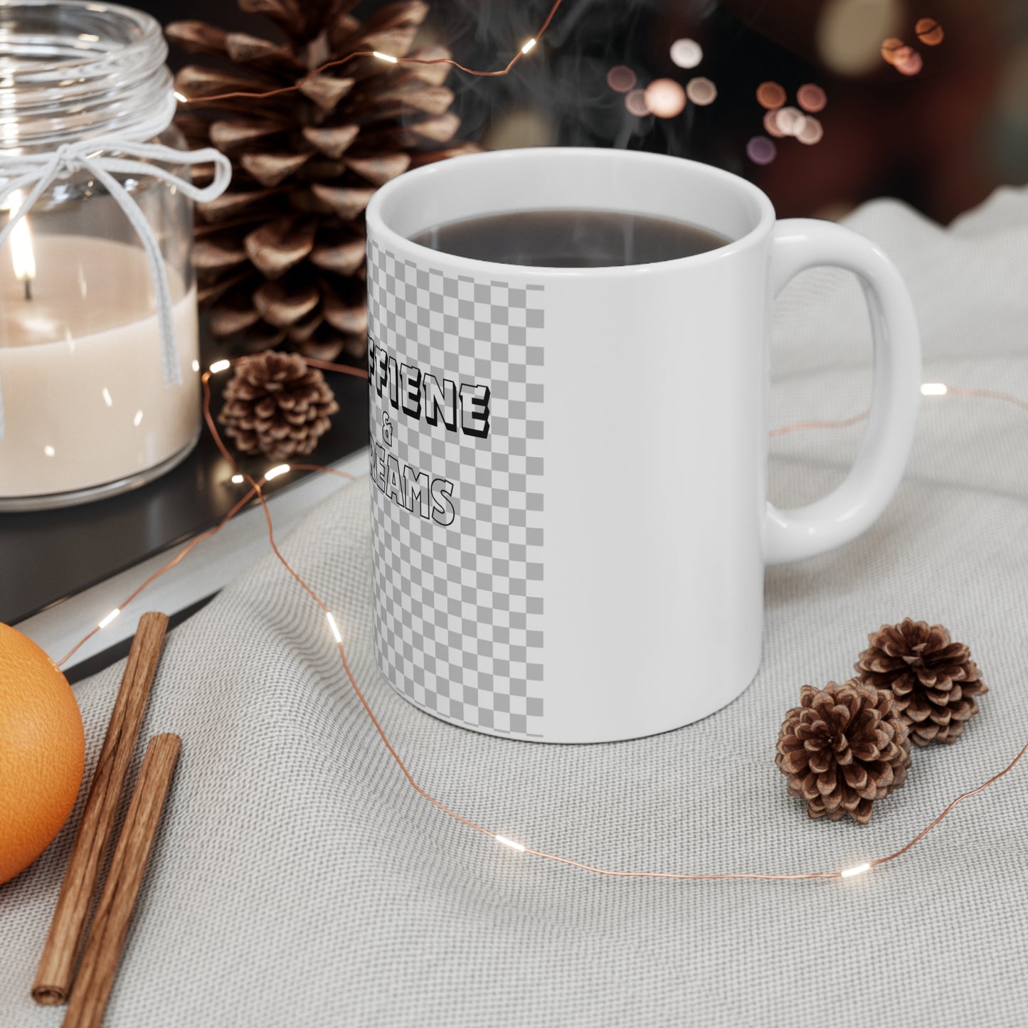 Caffeine & Dreams Bear Coffee Mug - 11oz Ceramic Mug for Cozy Mornings